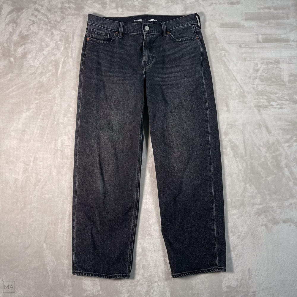 Old Navy	Women's Jeans Boyfriend Loose Mid Rise Casual Denim 6 Gray/Black